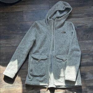 The North Face Heather Gray Hooded Zip Fleece